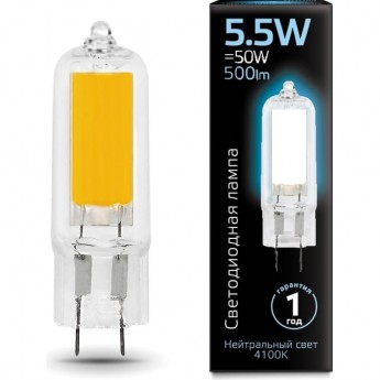 Лампа GAUSS G4 AC220-240V 5.5W 4100K LED 1/10/200 стекло Лампа GAUSS G4 AC220-240V 5.5W 4100K LED 1/10/200 стекло