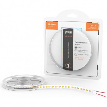 Лента GAUSS BASIC LED 2835/120 12V 14,4W/m 1400lm/m 3000K 8mm IP20 2m